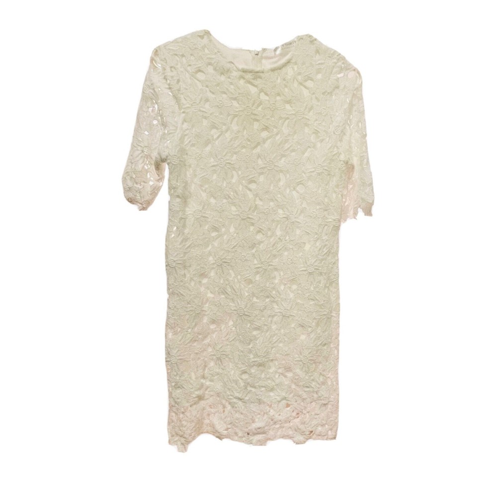 Beautiful Floral Cutout White Overlay Detail Fully Lined Size Medium